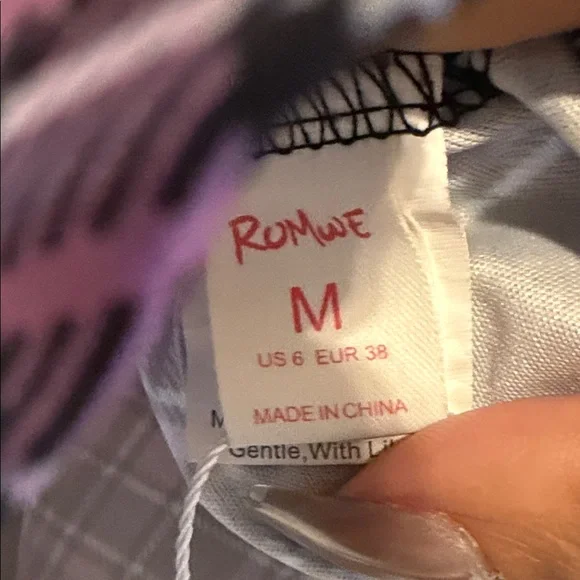 ROMWE Pink and Black Plaid A-Line Skirt - Picture 4 of 4